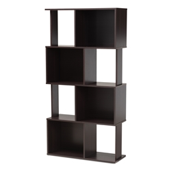 Baxton Studio Riva Modern and Contemporary Dark Brown Finished Geometric Wood Bookshelf